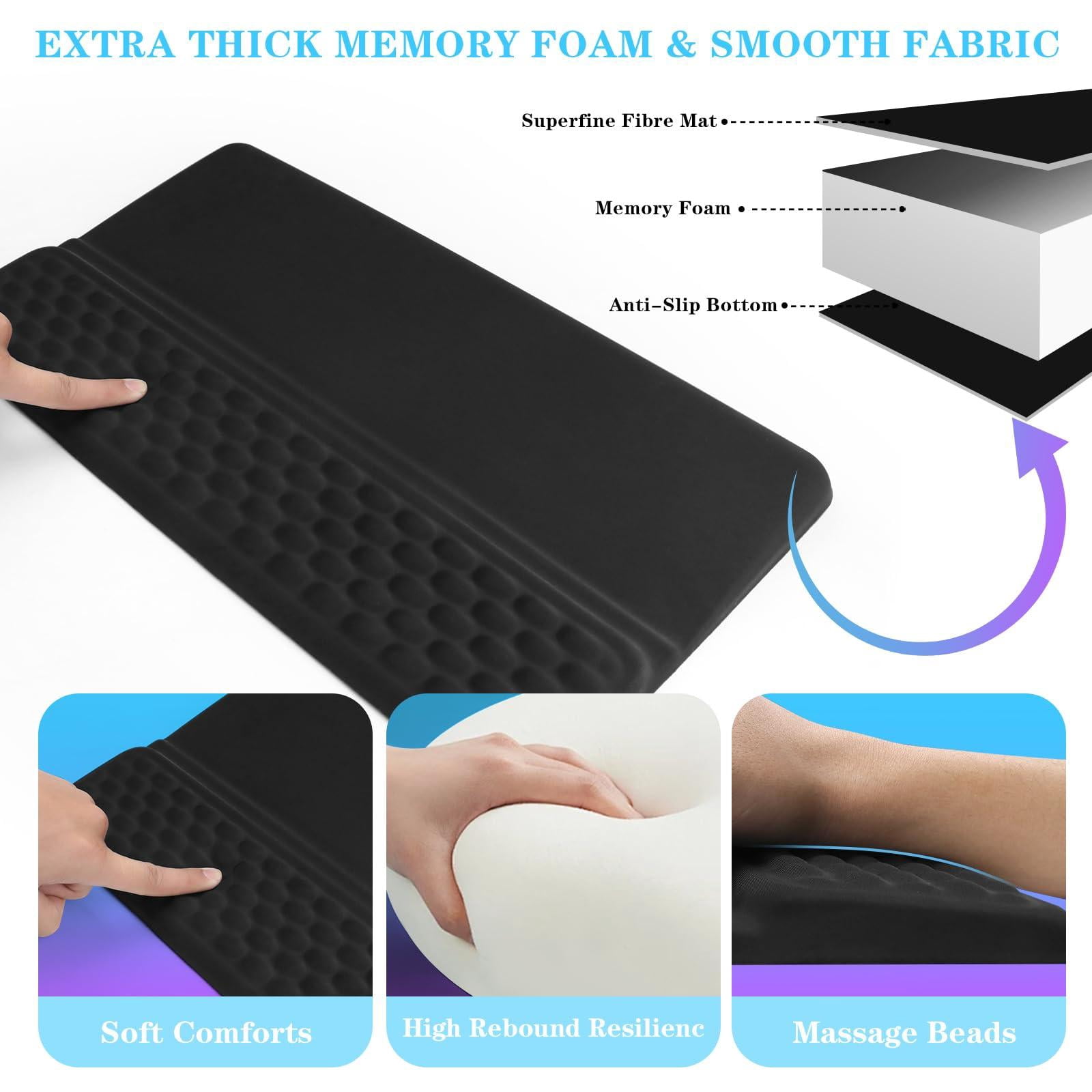 Computer Stand With Wrist Rest  Tilted Holder - Riser Pad Tray Support For Office Home Black