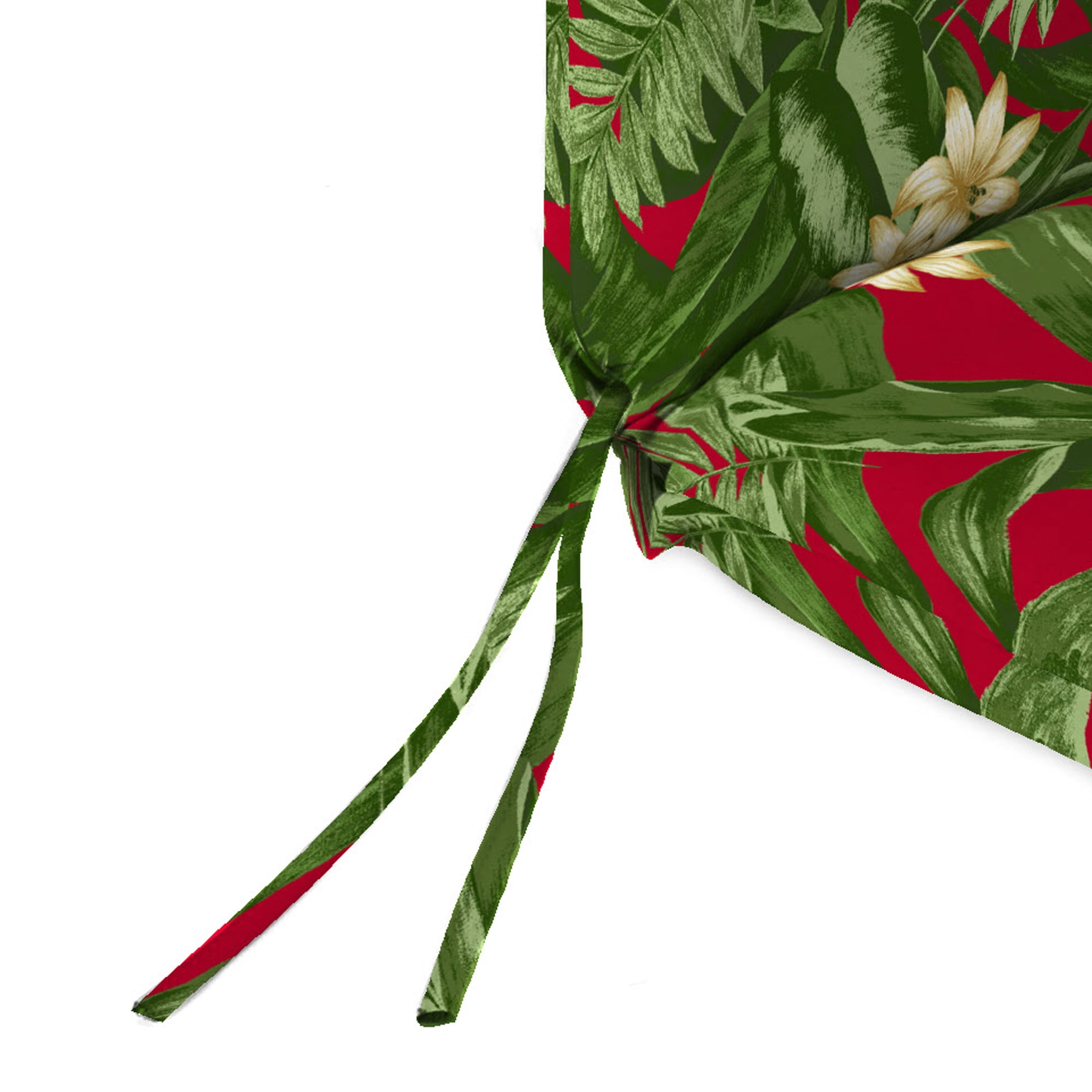Jordan Manufacturing 44" x 22" Acadia Bordeaux Red Tropical Rectangular Outdoor Chair Cushion with Ties and Hanger Loop