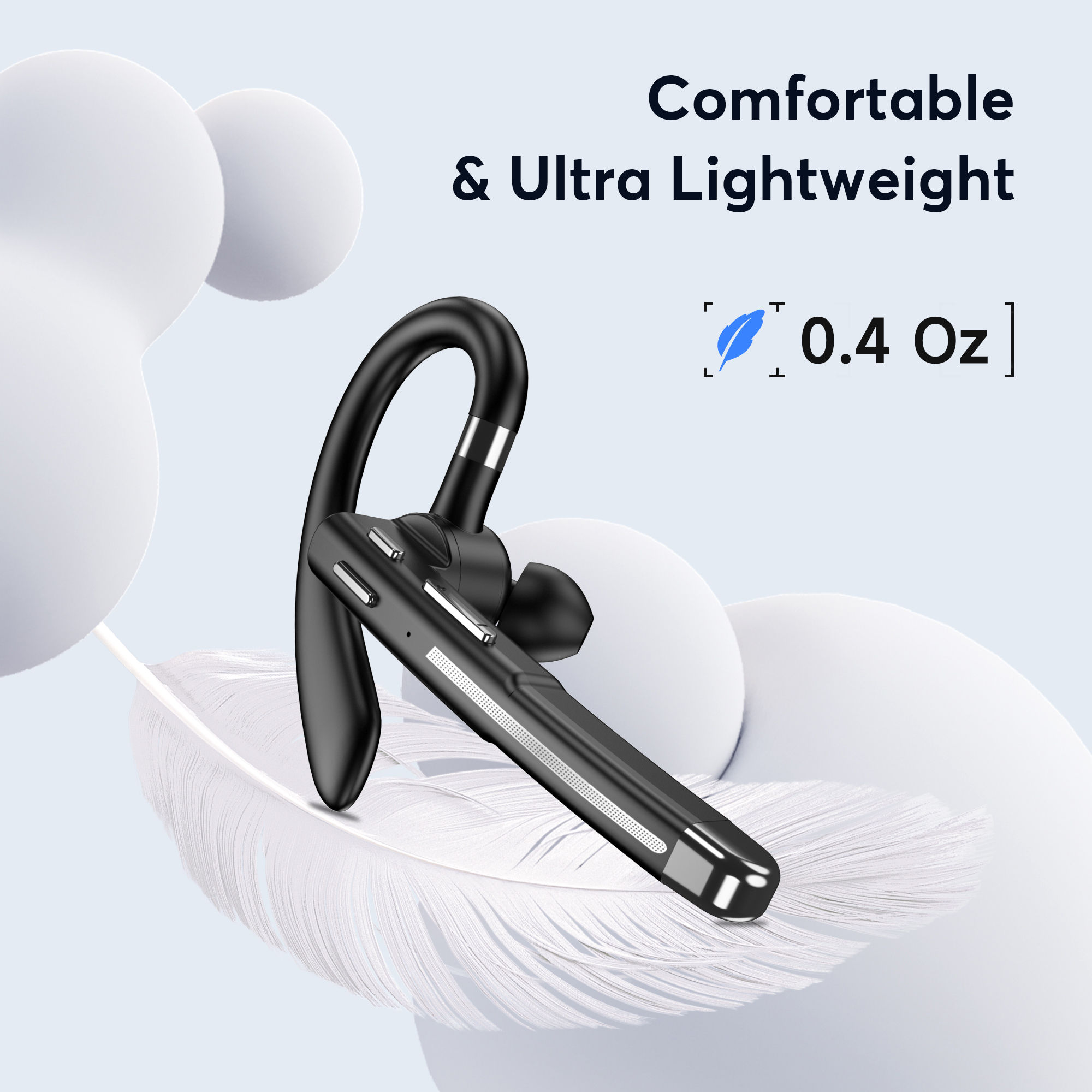 Single-Ear Bluetooth Business Earbud, Wireless Single Headset, 120-Hour Standby Time & 500mAh Battery, HD Noise-Cancelling Microphone For Truck Drivers, Fitness Enthusiasts & Outdoor Use, Comfortable
