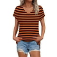 thumbnail image 2 of Orange Women's Short Sleeve T-shirt, Womens Summer Daily Casual V Neck Shirts Short Sleeve Tops Blouses Loose Fit Shirt,Women's Short sleeve T-shirt M, 2 of 5