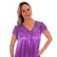 thumbnail image 4 of Nightgown for Women Cap Sleeves Plus Size Sexy Silky Feeling with a Floral Lace Design, Purple 2X-Large, 4 of 5