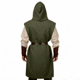 thumbnail image 3 of Mens Renaissance Hooded Tunic Sleeveless Medieval Waistcoat Viking LARP Assassin Style Costume Outerwear Long Vest, 3 of 8