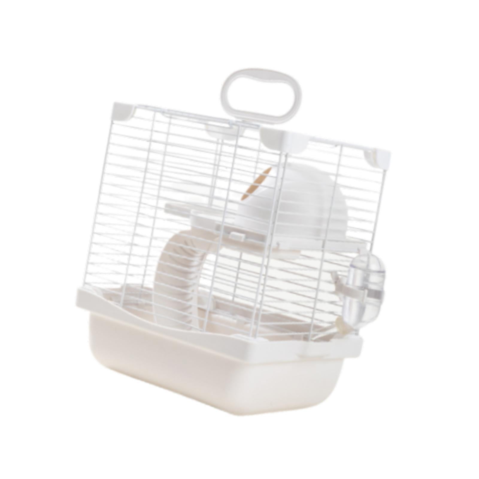 EHJRE 2 Tiers Hamster Cage Enclosure Portable for Mouse Rat with Water Bottle, Food Bowl High Chassis Design Versatile 7.4x9x11inch White
