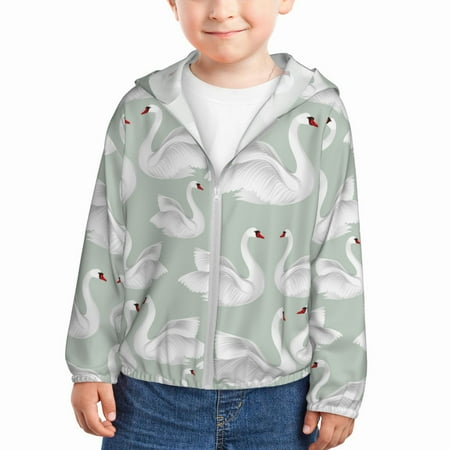 

Vsdgher White Birds Kids Sun Protection Hoodie with Zip Rash Guard Tops Children s Long Sleeve Sun Protection Clothing - 5 Years