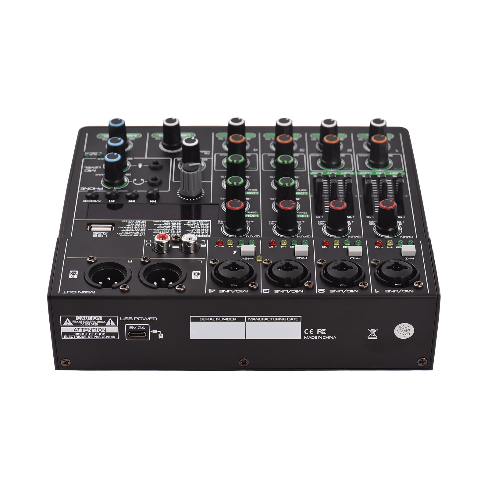 Mixing Console,256 48v Bt 6-channel Console Bt Mp3 Network Live With 256 48v Studio Dj Network Console With Type-c Audio Mp3 Usb Studio Dj Live Type-c Usb Input Portable Sound