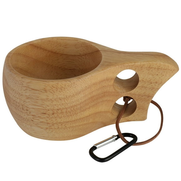 Samfox Rubber Wood Double Hole Mug Coffee Cup Water Cup Custom Wooden Mug