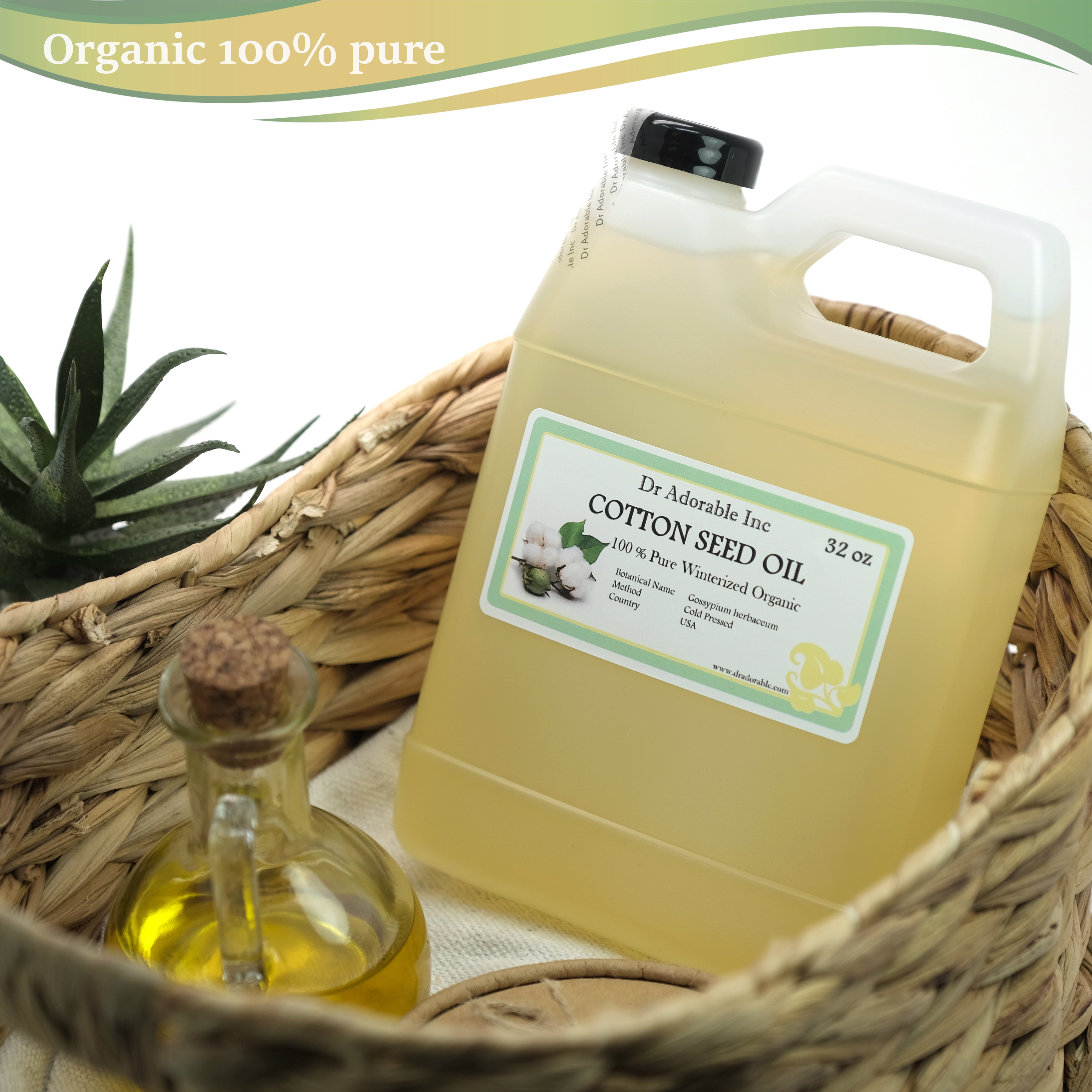 Dr Adorable - 32 oz - Cottonseed Oil - 100% Pure Organic Winterized Soap Moisturizing Oil For Face Skin Hair