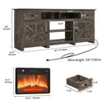 thumbnail image 3 of Uforic 70'' TV Stand w/ 23 Inch Electric Fireplace, Power Outlets & Storage for Up to 80 Inch TVs, Indoor, Brown, 3 of 9