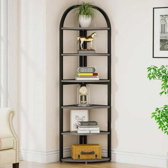 Tribesigns 6 Tier Corner Shelf, 71 inch Tall Corner Bookshelf Bookcase for Small Space