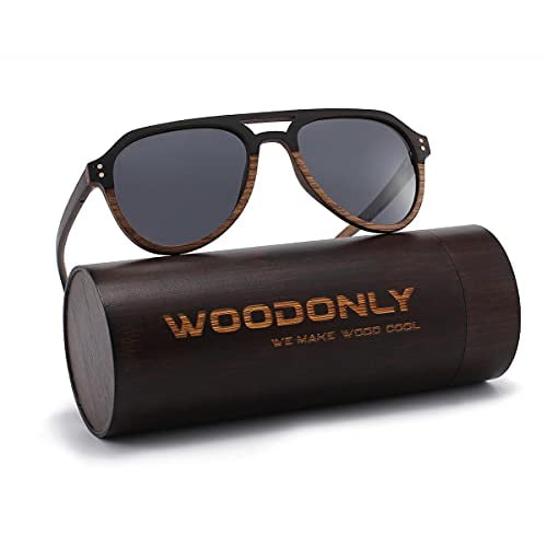 WOODONLY Aviator Wood Polarized Sunglasses - UV Protection 