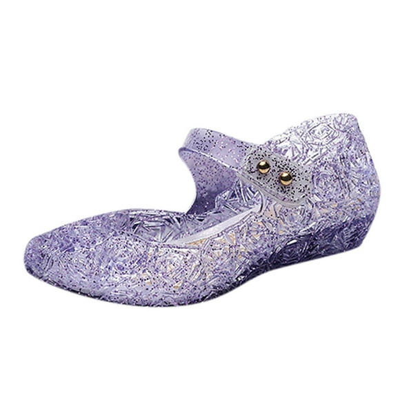 Splozh Baby Girls Mary Jane Flats Dress Shoes Girls Outer Shoes Closed Toe Fashionable Casual Banquet Shoes Purple,10-10.5 Years