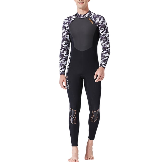 DivaSail Wetsuits Buceo Traje de buceo Hombre y traje de mujer Manga larga Pantalones largos Cuerpo completo Traje de baño completo Deportes transpirables Pieles de buceo Hombres negro / blanco 【XL】 kenally OD003283-04