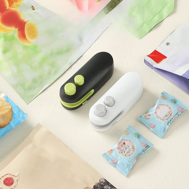 Mini sellador de bolsas con cortador e imán - sellador térmico recargable para patatas fritas, snacks y bolsas de plástico - Portátil para guardar alimentos
