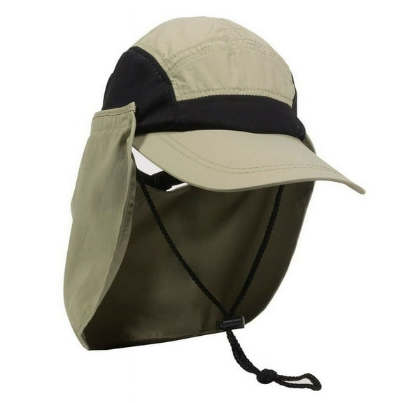 Outdoor Cap RR-002 Moisture Wicking with Removable Neck Guard-Khaki / Black