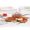 thumbnail image 2 of Copper Chef Non-Stick Square Fry Pan 5-Piece Set, 8 Inch Griddle Pan, 9.5 Inch Grill Pan, 11 Inch Griddle Pan, 9.5 Inch Lid, 11 Inch Lid, 2 of 3