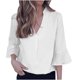 thumbnail image 1 of Mujeres Casual Moda Pullover Manga Larga Con Cuello En V Blusas Camiseta Soild Pompotops FGAJ15098, 1 of 8