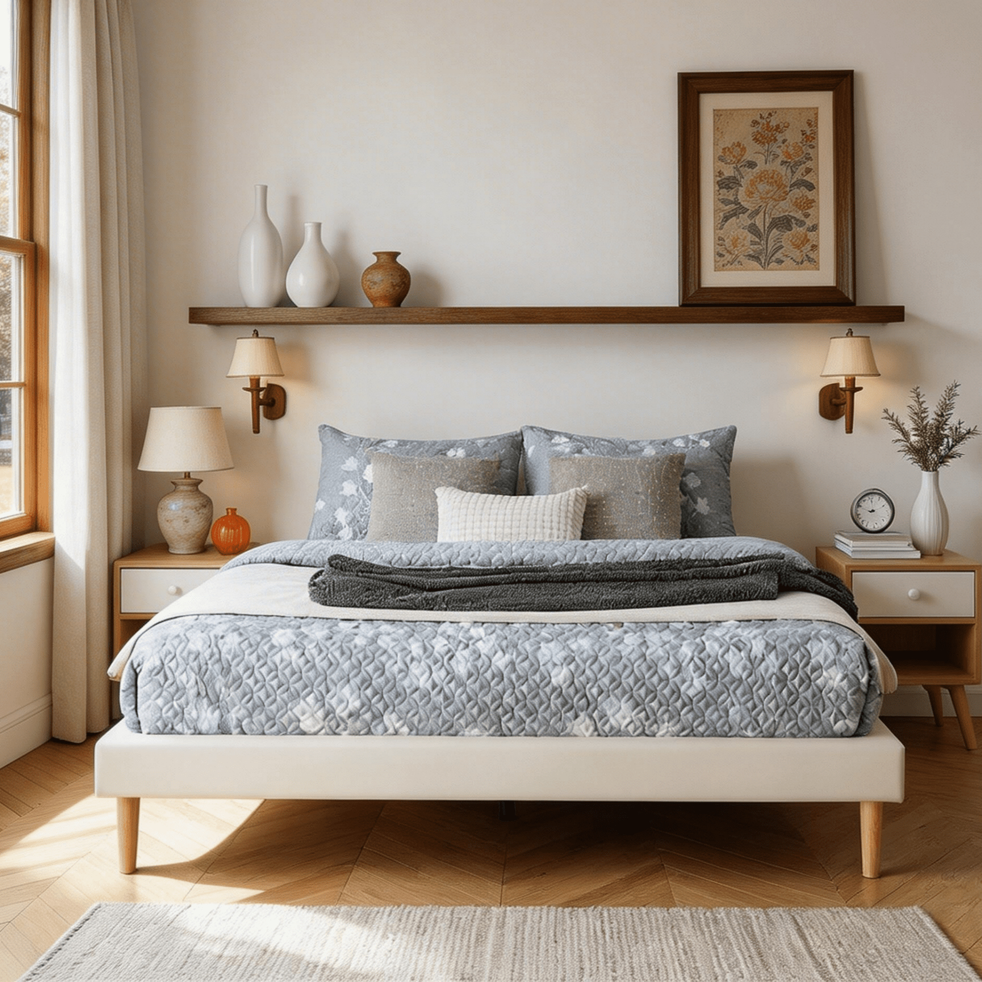 BSHTI King Size Platform Bed Frame with Faux Leather Finish, 12 Wood Slats & Center Support Leg, Waterproof & Easy to Clean, Under-Bed Storage, Easy Assembly, white