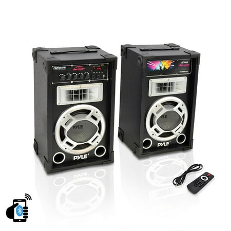 PYLE PSUFM837BT - Dual 800 Watt Disco Jam Powered Two-Way PA Bluetooth Speaker System w/ USB/SD Card Readers, FM Radio, 3.5 mm AUX Input (Active & Passive