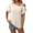 Beige, variant on Kelon Shirts for Women Short Sleeve Shirts Cowl Neck Vacation Clothes Cruise Outfits Business Casual Blouses 2026 Summer Tops, XL