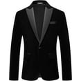 thumbnail image 2 of Wehilion 3pcs Mens Velvet Suits Slim Fit Peaked Lapel One Button Slim Fit Tuxedo Blazer  Dinner Jacket Vest Pants Suit Set, 2 of 8