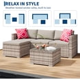 thumbnail image 4 of YUSAZENS 5 Piece gray Wicker Patio Furniture Set, L-Shaped Sectional Sofa with Cushions, Coffee Table & Red Pillows, Outdoor Seating for Backyard, Patio, Porch, Garden, 4 of 7