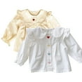 thumbnail image 5 of Esaierr Toddler Girls Ruffle White Shirt for Kids Baby 9M-4Y Hite Long Sleeve Shirt Undershirt Girls Ruffle Lapel Shirt, 5 of 7