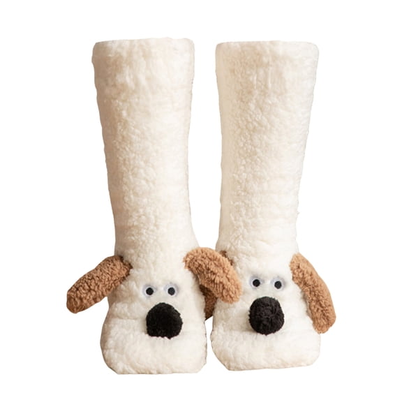 HJYCHN Fuzzy Socks for Men & Women Cozy Winter Warm Slipper Socks Microfiber Soft Home Sleeping and Floor Socks Thermal Socks White One Size