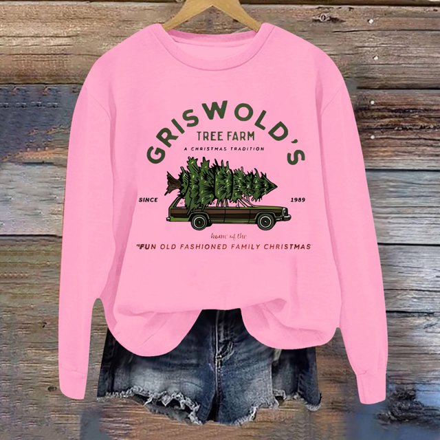 Tree Farm Sweatshirt Fun Old Fashion Family Christmas Sweatshirt For Fall & Winter