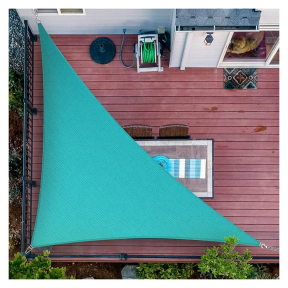KioJJp 16' x 24' x 28.8' Turquoise Sun Shade Sail UPF50 Right Triangle SMTAPRT12 Canopy Fabric Cloth Screen, Water Air Permeable & UV Resistant, Heavy Duty - (We Customize Size)