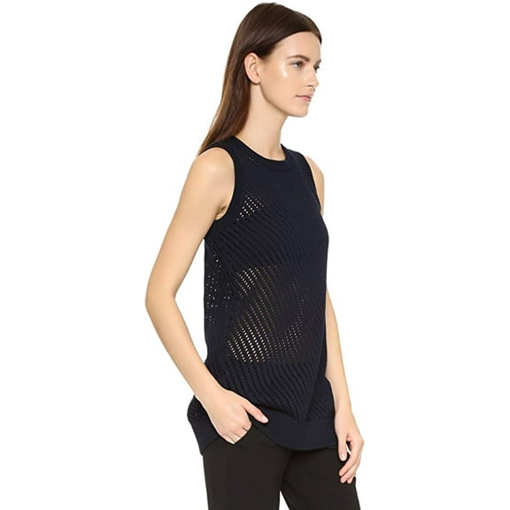 Vince Women's Sweater Mesh Stitch Tank, Coastal, Medium