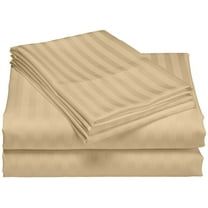 Hotel Collection 1800 Super Soft & Wrinkle Free Luxurious Stripe 6-Piece Sheet Set (King, Taupe)