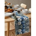 thumbnail image 6 of ERUNPONLY Blue Spring Floral Table Runner - 90 Inch Long Modern Art Flowers Farmhouse Cotton and Linen Blended Dress Scarves Farmhouse Table Runner for Kitchen Dining, Coffee Table, 13"x90", 6 of 8