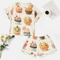 thumbnail image 4 of Cartoon Cake Pajama Set for Women 2 Piece Sleepwear Loungewear Short Sleeve, 4 of 7