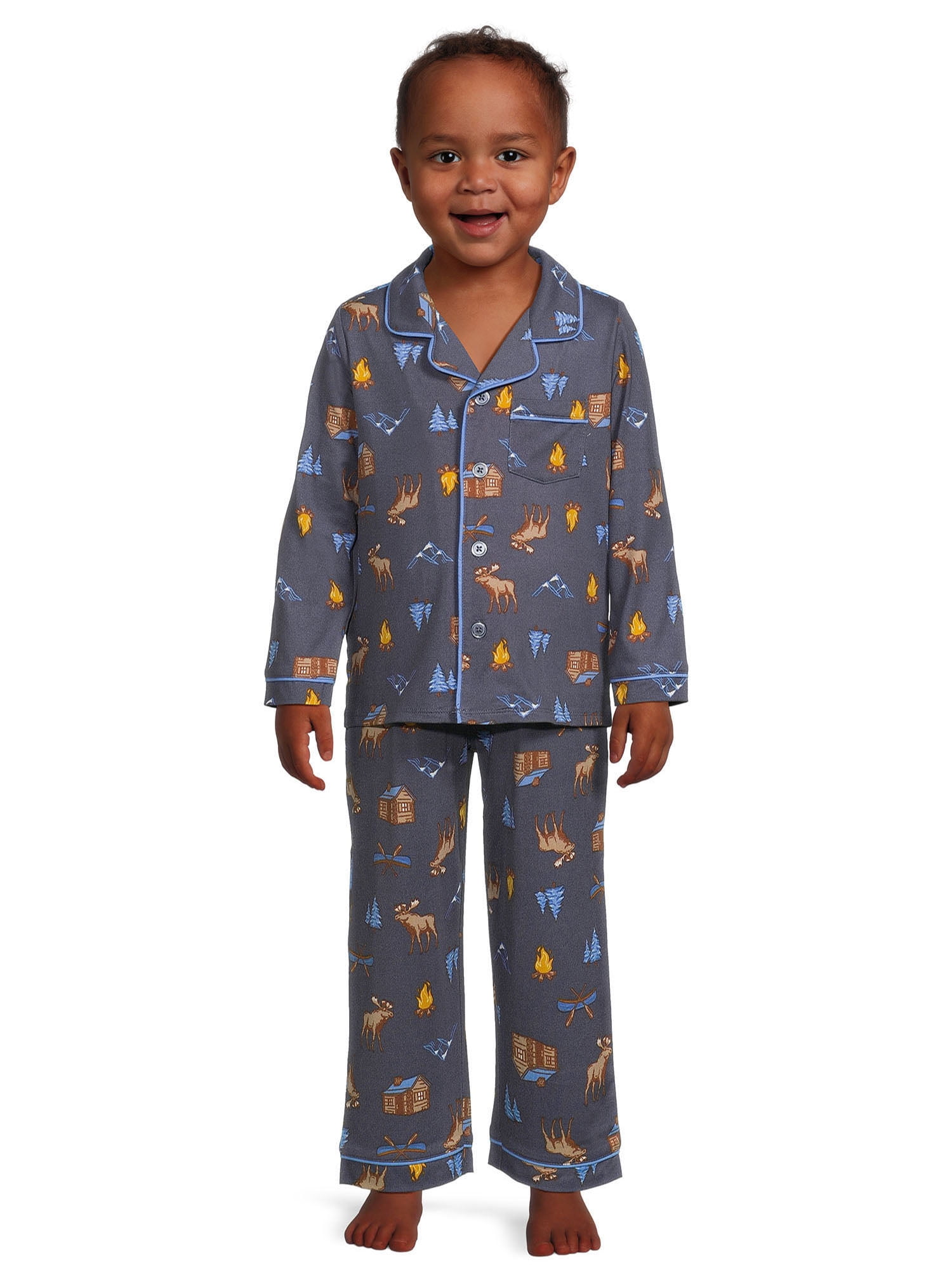 Wonder Nation Toddler Boy Long Sleeve Pajama Coat Set, 2Piece, Sizes