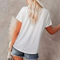 thumbnail image 5 of Sevevn Women Casual V-Neck Short Sleeve Solid Colour Zipper Pullover Blouse T-shirt Tops Loose White T-shirt Womens, 5 of 9