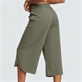 thumbnail image 6 of AHTJRT Women's Wide Leg Capri Pants Casual Active Yoga Leisure Capris Drawstring Elastic Waist Loose Fit Summer Spring Pants with Pockets Dark Green S, 6 of 6