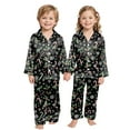 thumbnail image 5 of mgoYE Family Christmas Pajamas Couple Matching Pajamas Sets Silk Long Sleeve Button Sleepwear Satin Pjs Shorts Set Soft Lounge Set, 5 of 6