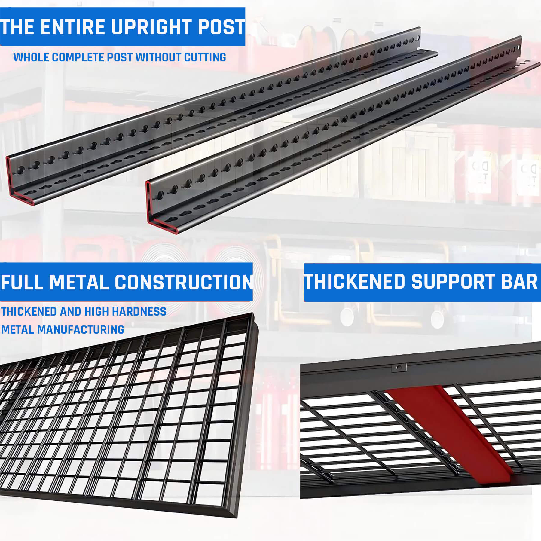 PMKES 67" Wide Garage Shelving Unit, 67" W x 20" D x 68" H, Heavy Duty Garage Storage Shelves,3000 LBS Capacity, Industrial Adjustable Shelves for Basement Warehouse