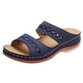 thumbnail image 4 of Sandalias Retro Mujer Sandalias Cómodas Con Tacón Cuña Con Boca Pez Gran Tamaño Europeas Y Americanas (Azul 43), 4 of 8