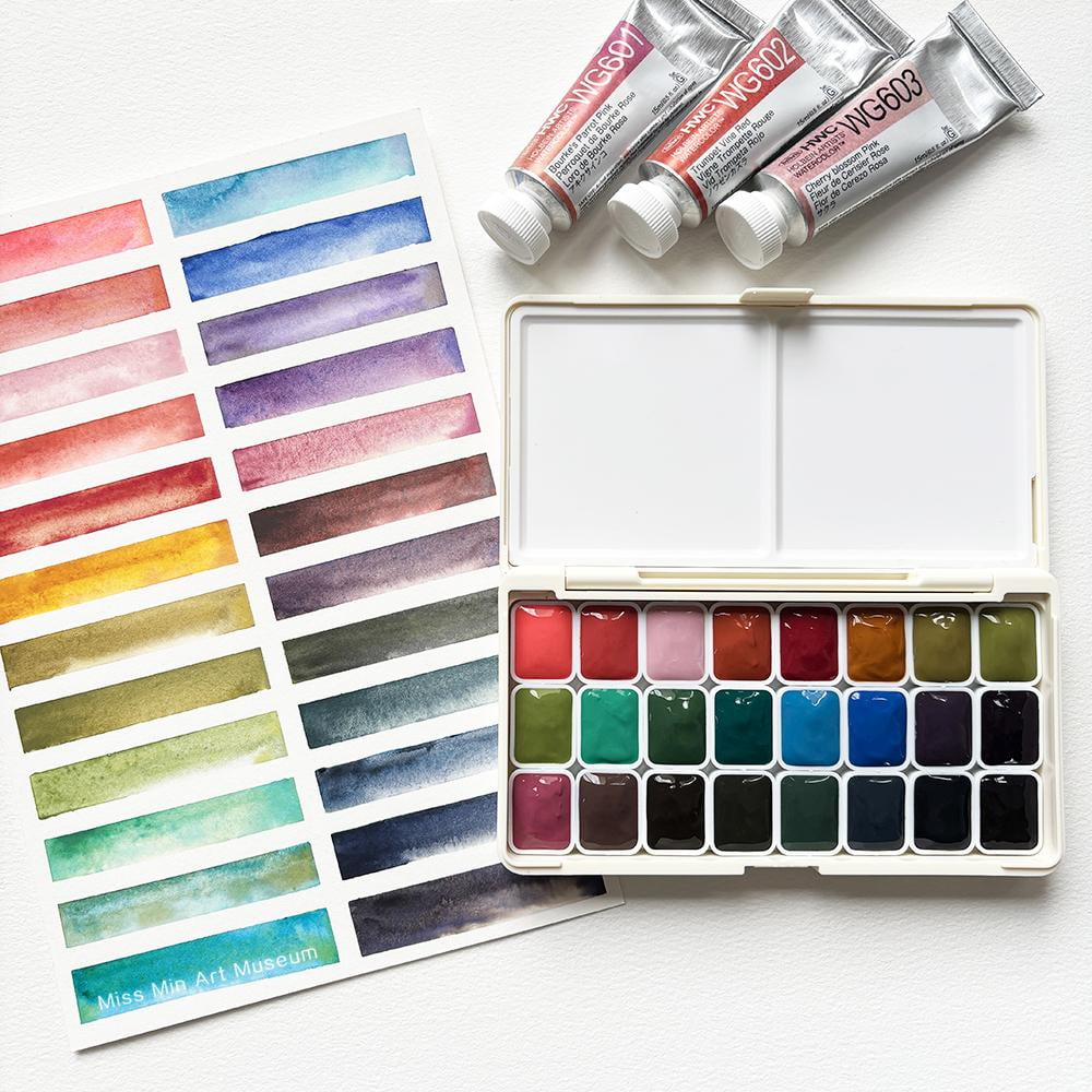 Holbein Artist's Watercolor 1ml,24 Colors Watercolor Paint Set in a Box for Students, Beginners Artists