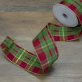 thumbnail image 2 of Northlight Red, Green and Gold Plaid Christmas Wired Craft Ribbon 2.5" x 10 Yards, 2 of 3