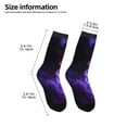thumbnail image 2 of Zufioo Purple And Blue Nebula Print Children's Mid-tube Socks, Contrast Color High Elastic Sports Socks - Sweat-absorbent, Warm, Suitable for Children Aged 6-10, 2 of 5