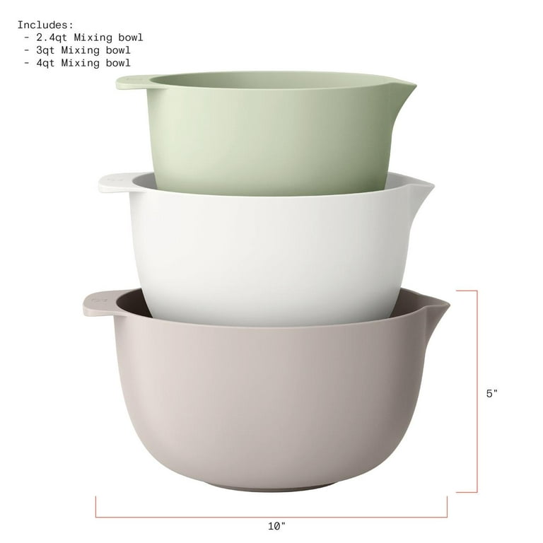 Beautiful 3-Piece Mixing Bowl Set Assorted Colors BPA BPS Recycled