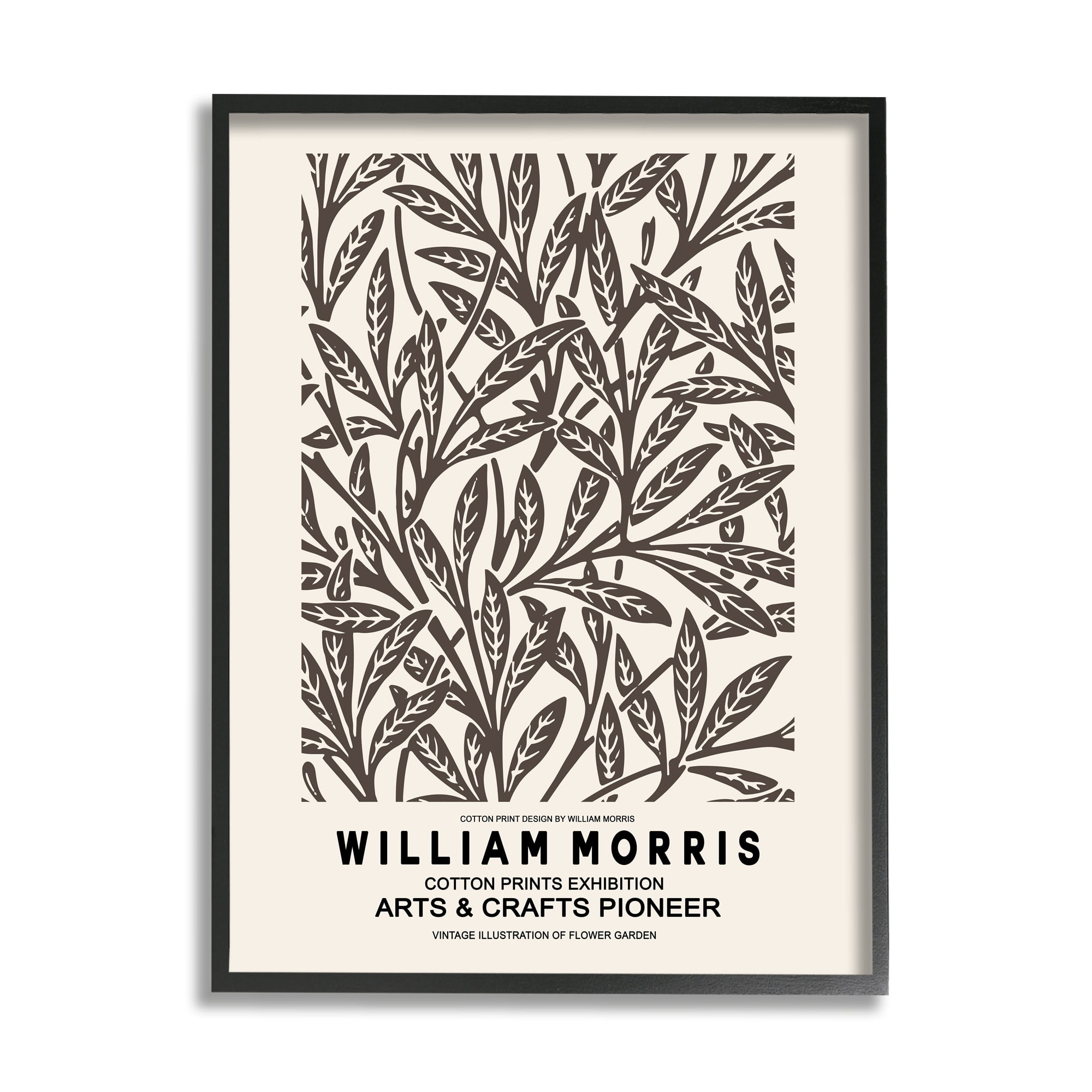 Stupell Industries Neutral Plant Leaves Pattern Text Flyer Exhibition Framed Wall Art, 24 x 30, Design by Ros Ruseva