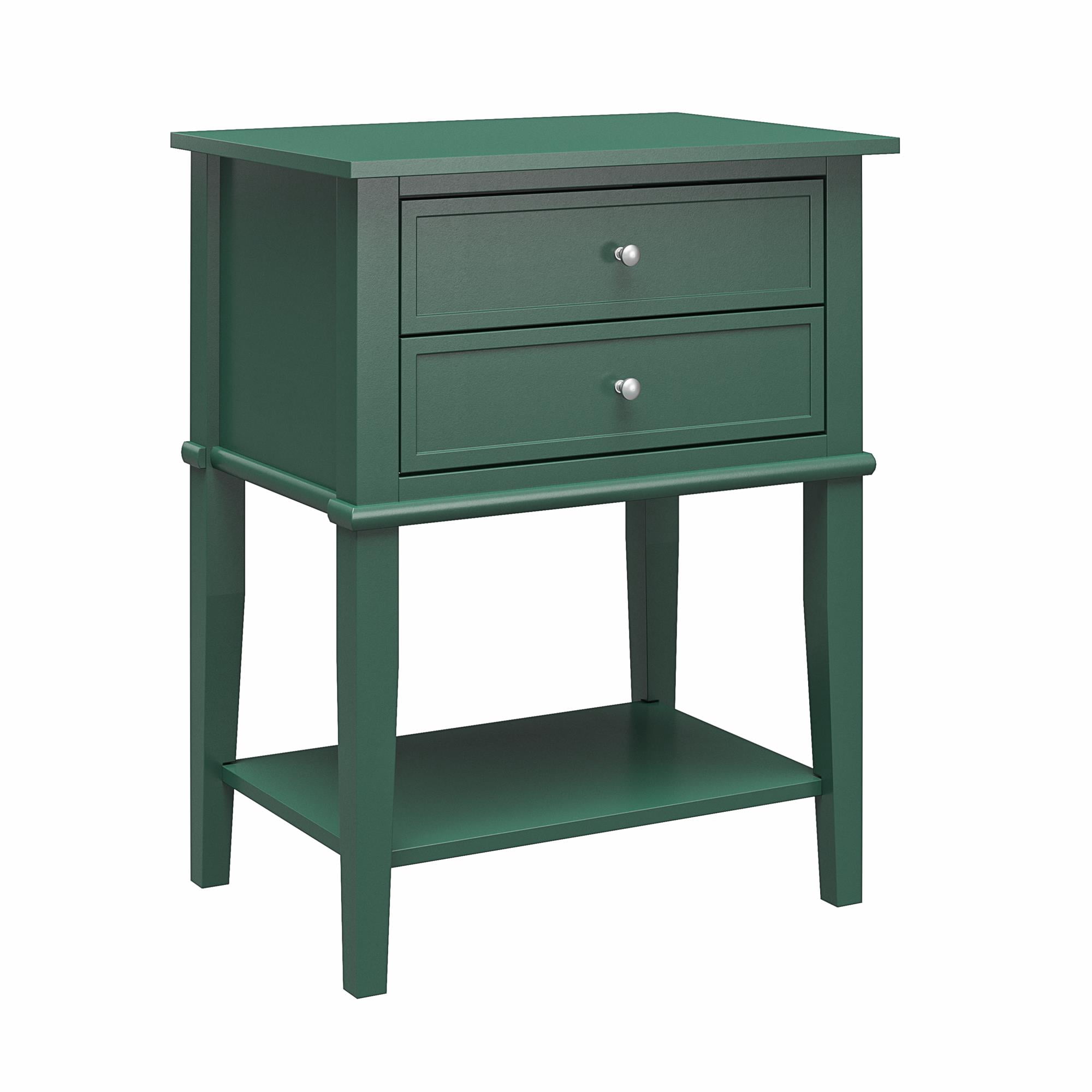 Desert Fields Eclectic Boho Accent Table with 2 Drawers, Hunter Green