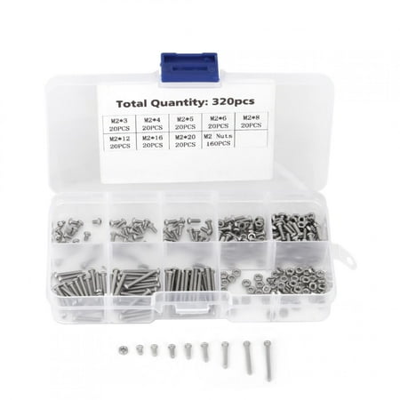 

320pcs M2 Machine Screws Set Fasteners for Laptop/Hard Disk/Keyboard/Phone/PC