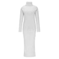 thumbnail image 4 of ShomPort Women's Two Piece Outfits Turtleneck Sweater Sets Long Sleeve Knit Pullover and Skirt Lounge Sets (White30), 4 of 6