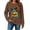 Brown, variant on Women Halloween Pumpkin Graphic Print Pullover Tops Long Sleeve Round Neck Casual Fall Holiday Party Outfits