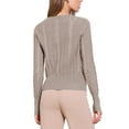 thumbnail image 3 of Suéter de punto de cable INSPIRE CHIC para mujer, cuello redondo, de manga larga, suéteres cortos de punto, color beige, 3 of 6