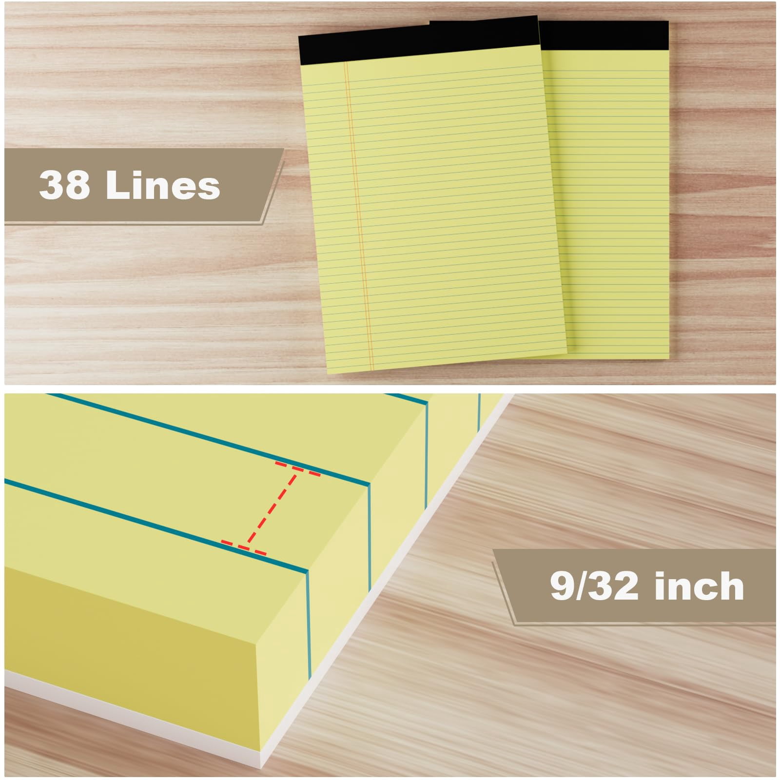 12 Pack Yellow Legal Pads 8.5 X 11.75 College Ruled Note Pad Narrow 30 Sheets Notepads Perforated Writing Clear Print 8x11 Of Paper